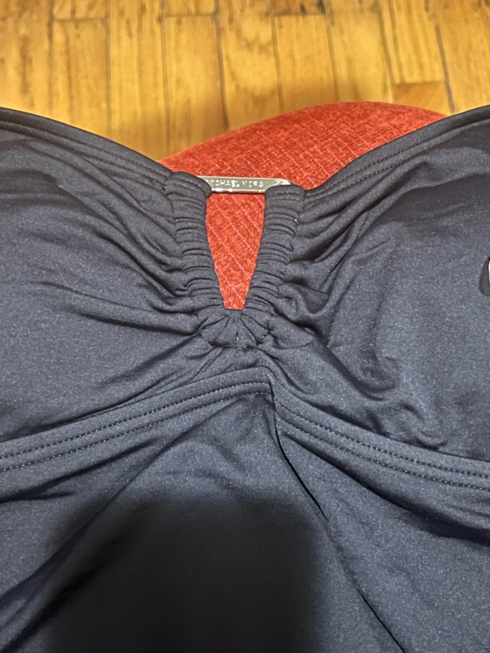 Michael Kors NWOT Black Strapless Bandeau One-Piece with key hole metal MK sign - Picture 4 of 9